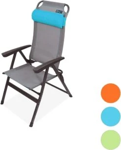 Portal Outdoor Ken Reclining Chair Grey With A Blue Headrest And Stitching Complete With Anna Footrest -Campingandleisure Shop 51t8atjo3xl. ac sl1200 2