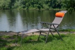 Portal Outdoor Ken Reclining Chair Grey With A Blue Headrest And Stitching Complete With Anna Footrest -Campingandleisure Shop 81k hc9ttpl. ac sl1500 1 1