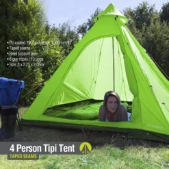 Summit Camping Festival 4 Person Hydrahalt Tipi Tent - GREEN 571046G -Campingandleisure Shop 91jmkwndmtl. ac sl1500 1