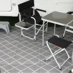 Crusader Products Paradise Breathable And Eco Friendly Awning Carpet Diamonds Pattern Grey