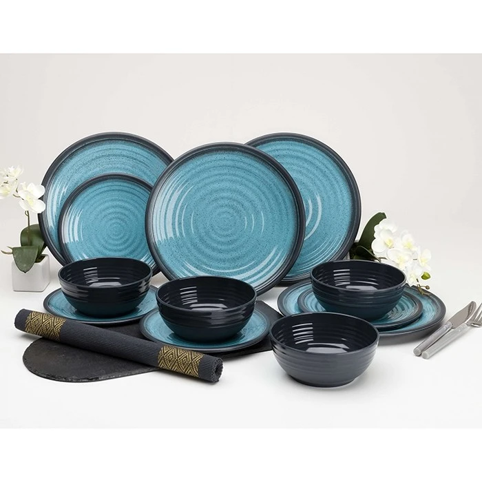 Flamefield Granite Aqua 12pc Melamine Essentials Set GG0112 1 Flamefield Granite Aqua 12pc Melamine Essentials Set GG0112