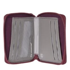 Lifeventure RFiD Bi-Fold Wallet 68276 Aubergine -Campingandleisure Shop lifeventure68276 rfid bi fold wallet aubergineunfolded