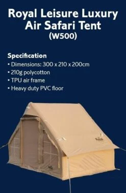 Royal Leisure Luxury Inflatable Air Safari Tent W500 -Campingandleisure Shop royal safari tent 2