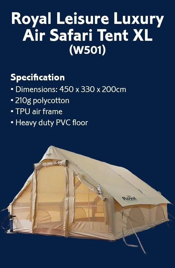 Royal Leisure Luxury Inflatable Air Safari Tent XL W501 2 Royal Leisure Luxury Inflatable Air Safari Tent XL W501 - Image 2