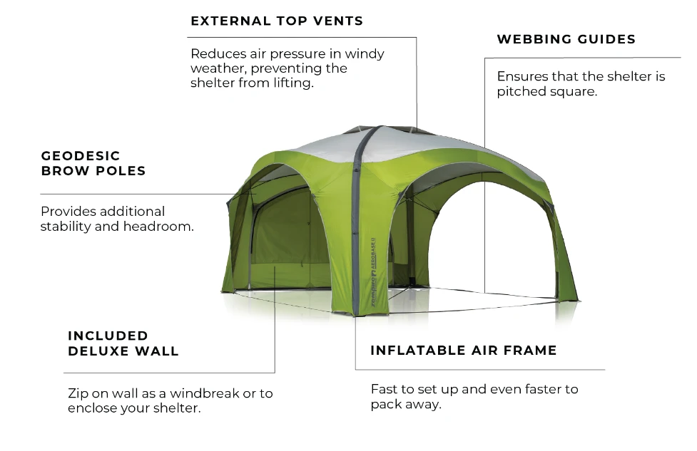Zempire Aerobase 3 Inflatable Shelter Gazebo 350x350cm ZE-0160350-001 INC 1 WALL 1 Zempire Aerobase 3 Inflatable Shelter Gazebo 350x350cm ZE-0160350-001 INC 1 WALL
