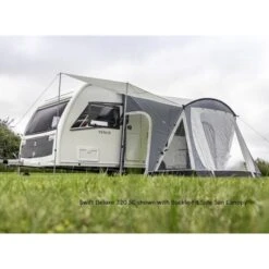 Sunncamp Swift Deluxe 220 SC SF2067 -Campingandleisure Shop sunncampswift220sc sf2067sidecanopy compressor 1