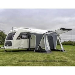 Sunncamp Swift Deluxe 260 SC SF2066 -Campingandleisure Shop sunncampswiftdeluxe260scsidecanopy compressor